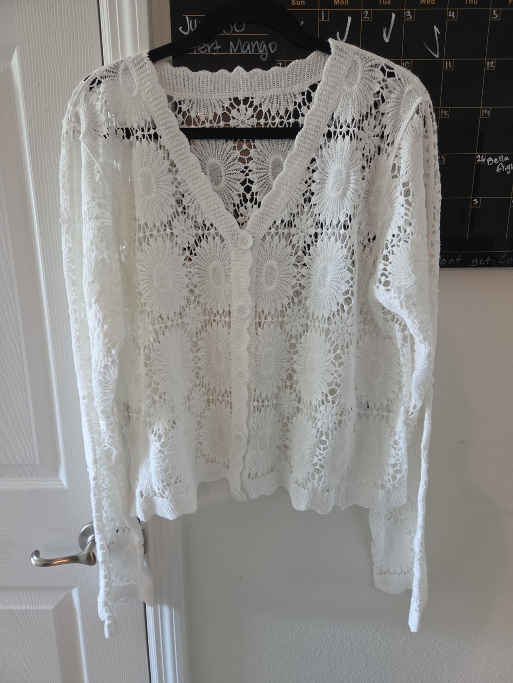 Source Unknown White Crochet Button-Up Cardigan - Picture 2 of 3